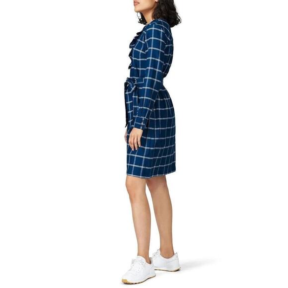 NWT Draper James Windowpane Ruffle Shirt Dress Size 6 - Picture 3 of 10